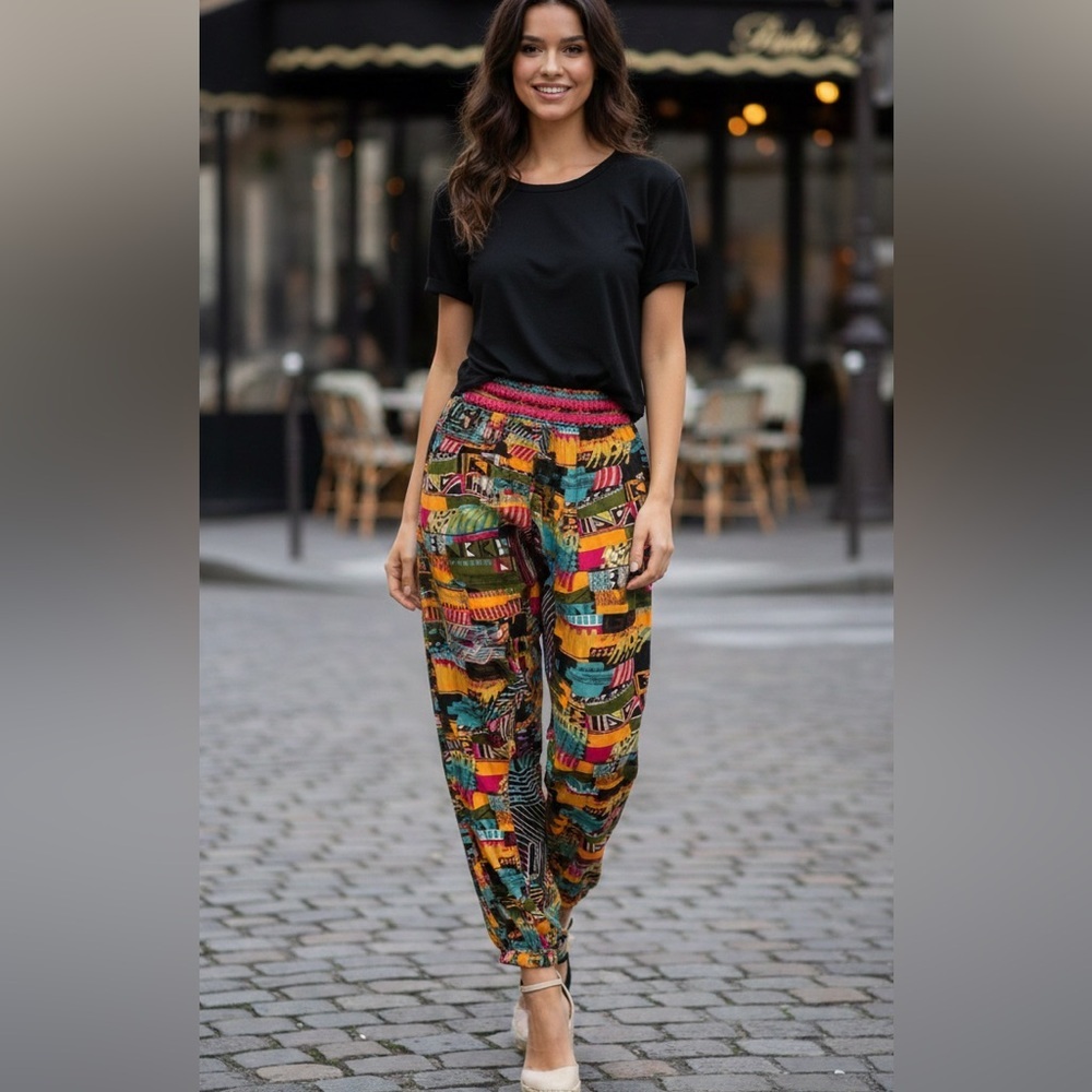 Agua Benedita Colorful Geometric Patterned Pants size 10
